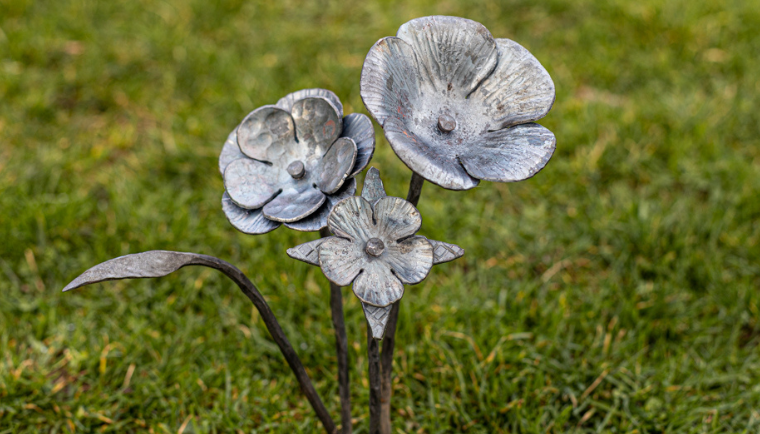 Hand Forged Flower Bouquet in the grass