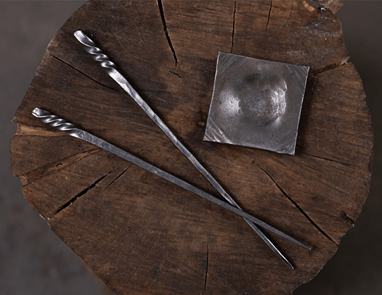 Chopsticks and wasabi bowl from Seattle blacksmithing class